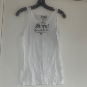 Sinful White Graphic Tank redesigned